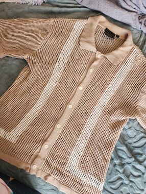 Men MASSIVE Luxury Edition Vtg Style Crochet Knitted Shirt SIZE Xl NWOT